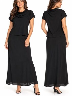Vintage SL Fashion Short Sleeve Black Dress 10 Petite NWT